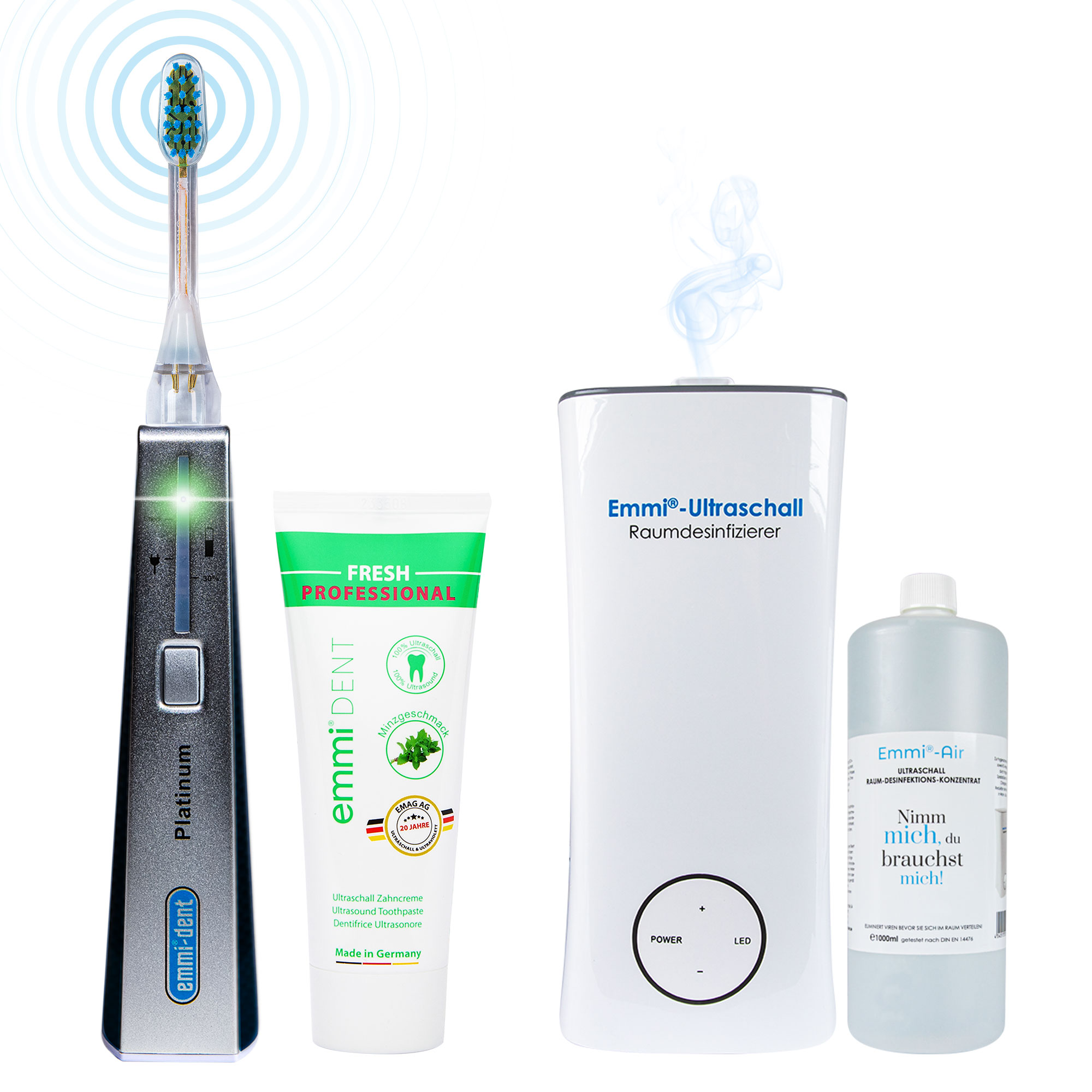 Ultrasonic Toothbrush Platinum Blue with Ion Air Purifier