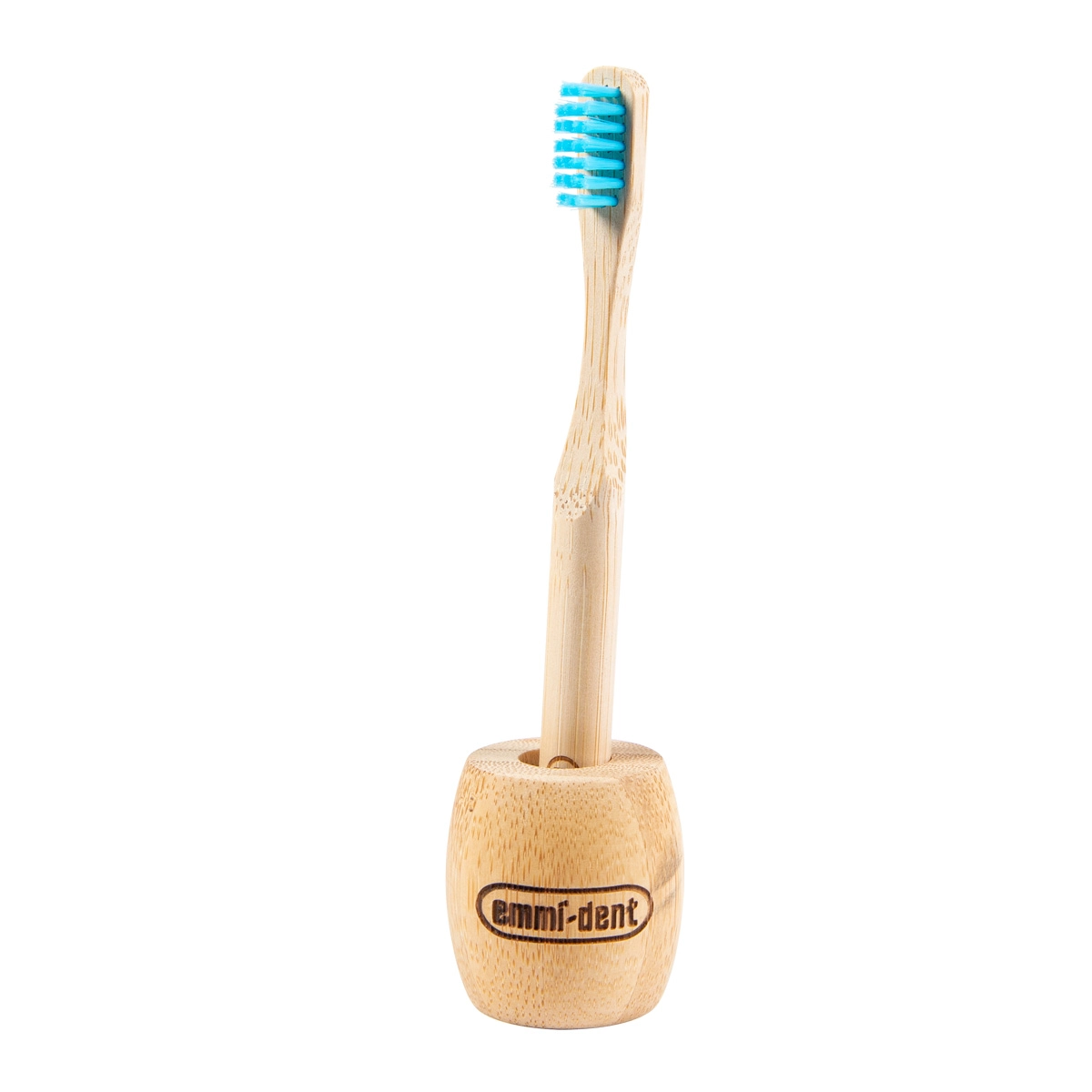 Bamboo Children's Toothbrush Blue with Holder